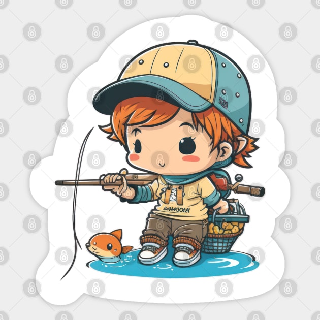 Catching fish and hearts with my kawaii skills Sticker by Pixel Poetry